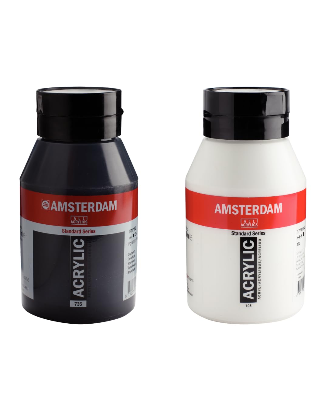 Amsterdam Acrylfarben Set 2x1000 ml – Titanweiß 105 & Oxide Black 735 – Künstler Acrylfarbe für Leinwand, Pouring & Große Kunstprojekte