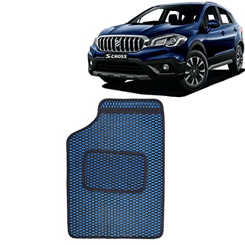 Image of Kingsway Dotted Design Car Floor Foot Mats Universal Fit for Maruti Suzuki S Cross, Model Year : 2018-2019, Water and Dustproof, Color Blue, Set of 5 Pieces