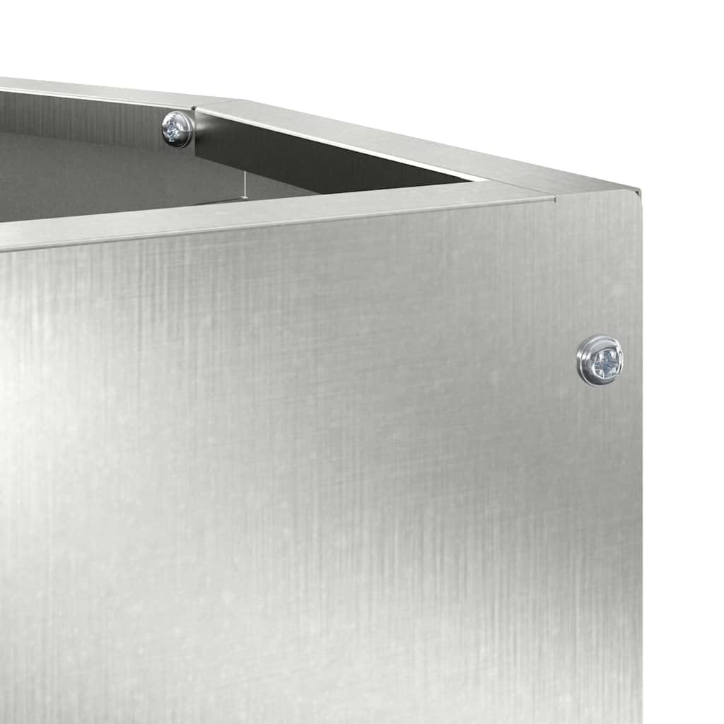 Eckgartenpflanzer Silber aus rostfreiem Edelstahl 30 x 30 x 50 cm Modernes Design Robust & Wetterfest für Terrasse Balkon platzsparende Gartendeko