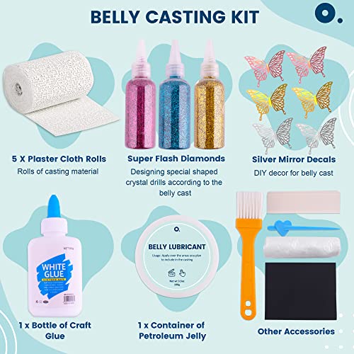 Olicard Belly Casting Kit Pregnancy, Belly Cast Kit For Expecting Mothers, Pregnancy Belly Mold Casting Kit, Unique Keepsake For Pregnant Belly, Perfect Baby Shower & Pregnancy Gifts (Glitter) #TOP2