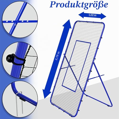 LIANTRAL Volleyball Rebounder Netz, 2,2 x 1,2 m, verstellbares Volleyball-Trainingsgerät mit Schlagzone für Lacrosse Baseball Sportübungen, Rebounder für Fußball, Lacrosse, Baseball, Blau