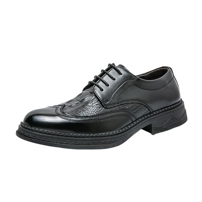 Mens Classic Leather Dress Shoes Lightweight Wedding Formal Modern Pointed Toe Non-Slip Softsole Low Top Tuxedo Oxford Shoes