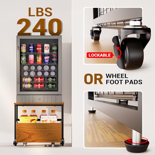 UNEEDE 19.7x19.7 Inch Mini Fridge Stand with Storage