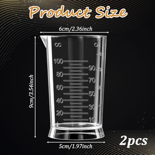 Set de 2 vasos medidores de 4 oz transparentes miniatura 2