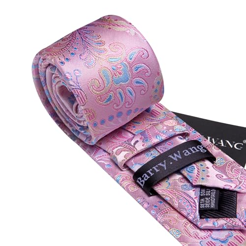 Image of Barry.Wang Men Ties Paisley Woven Silk Necktie Set with Pocket Suqare Cufflinks Formal