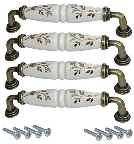 AERZETIX: Tirador para cajón alacena puerta mueble armario Elorn oro cerámico 128mm (4 piezas)