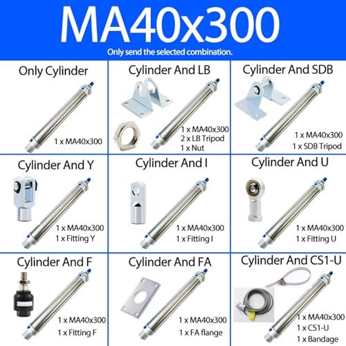 Vérin pneumatique en acier inoxydable MA40 haute précision - 3