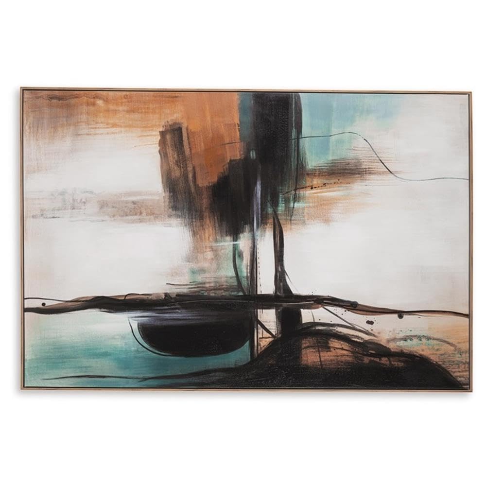 Signature Design by Ashley Brunonia Modern Framed Wall Art 47 x 71 Inches, Green, Orange & Black
