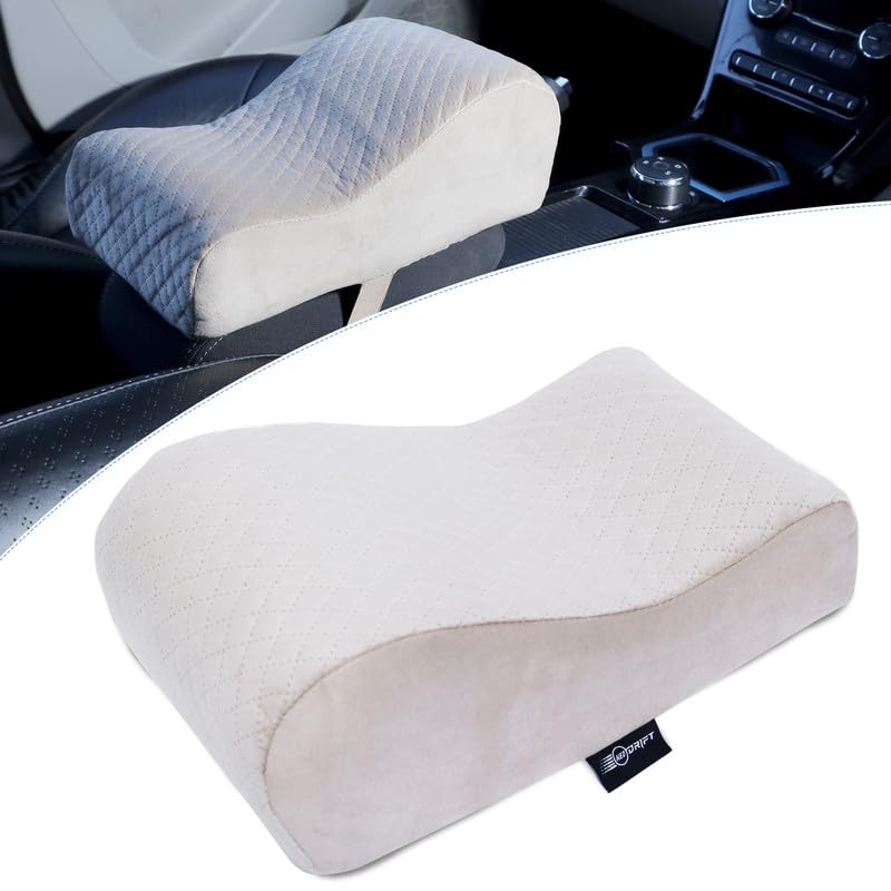 Image of NEODRIFT 'ArmEase' Arm Rest for Car - Orthopedic Memory Foam Cushion - Provides Elbow, Wrist, and Arm Support, Premium Fabric, Single-Sided Fastener, Universal Fit (Color-Beige)