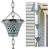 Hanayard Dekorative, blau-Karierte Regenkette, Regenschirm, Fallrohre, 2,5 m, Outdoor-Gartendekoration für Dachrinnen, 12 Tassen