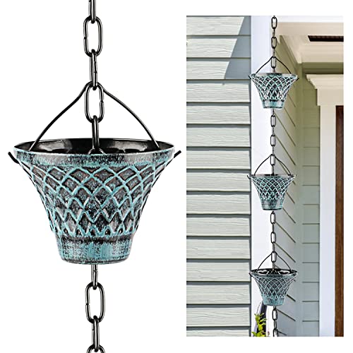 Chaîne de pluie à carreaux bleus 2,6m en parapluie pour décoration de jardin
