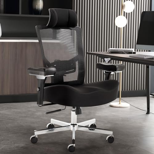 Image of Big and Tall Office Chair 700lbs with Ergonomic W Wide Thick Seat Cushion, Oversized Mesh Desk Chair with Headrest Adjustable Lumbar for Heavy People, Computer Chair with 4D Armrests