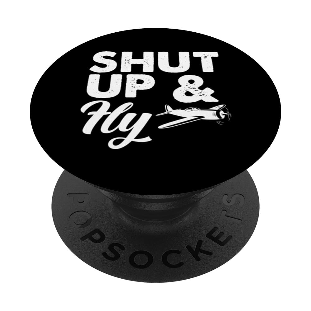 Fly Aircraft Plane Pilot In Training Pilot PopSockets Swappable PopGrip, Black