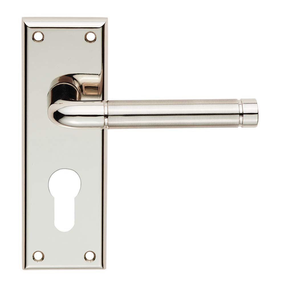 Carlisle Brass Satin Nickel/ Polished Nickel Serozzetta Quaranta Lever On Backplate - Euro 47.5Mm