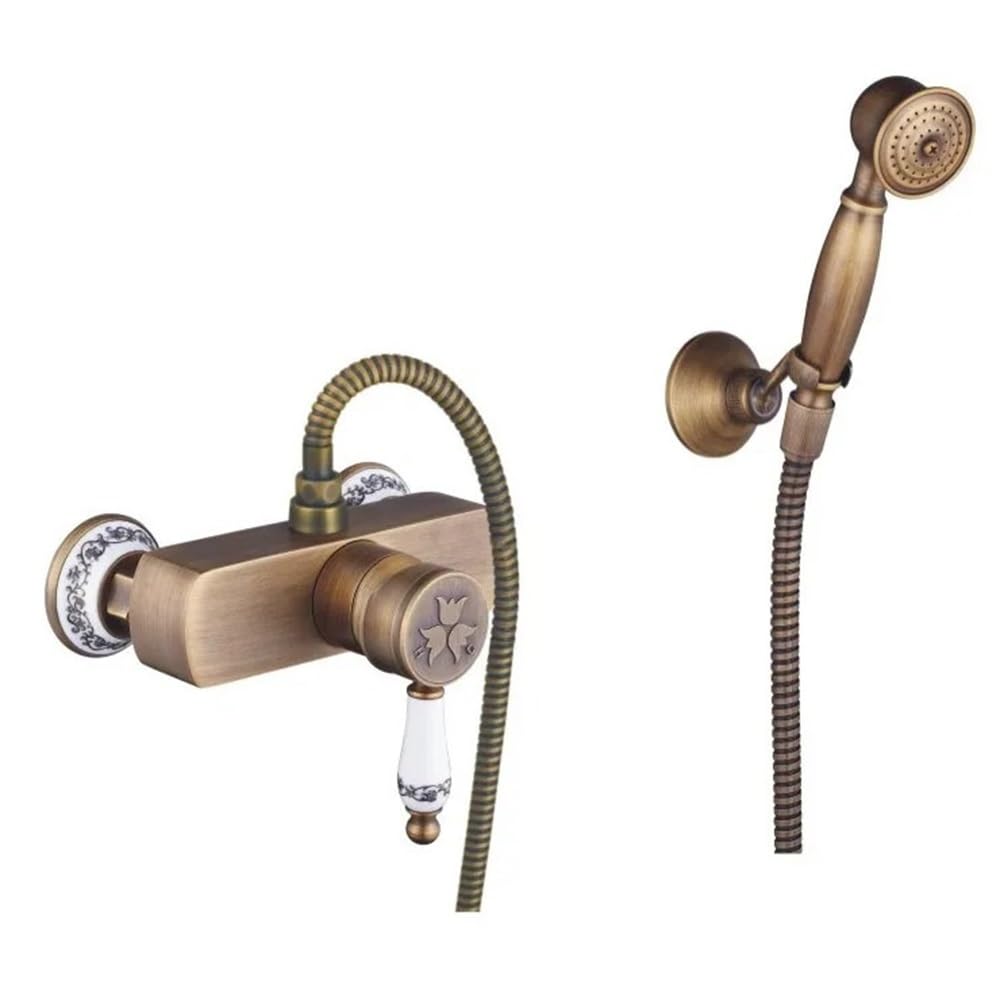 Shower Faucets with Ceramic Mixer Tap Antique Brass Bath Shower Faucet Set Bathtub Faucet 916