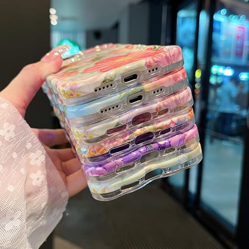 Coque iPhone 15 Plus fleur motif peinture rétro cadeau idéal femmes - 5