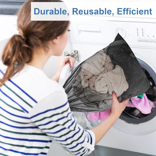 Wäschenetz XXL für Waschmaschine, 2 Stk Wäschesack Waschmaschine 70x90cm, Wäschebeutel mit Kordelstopper Kordelzug, Feinmaschig Wäschesäcke für Schmutzige Kleidung Bettwäsche Plüschtiere(Schwarz)