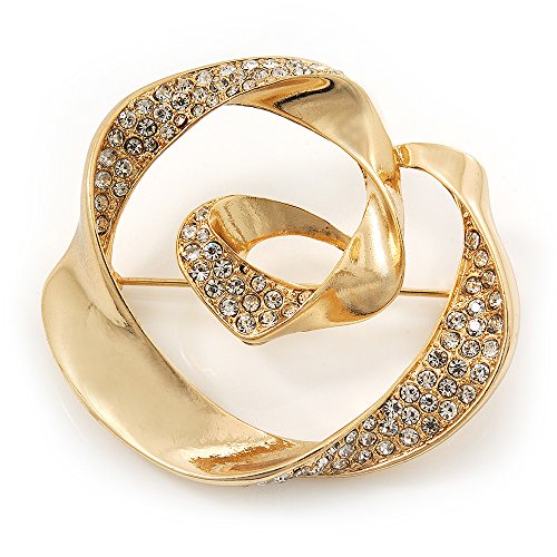 Preisvergleich Produktbild Unbekannt Vergoldeter, abstrakter Swarovski-Kristall, Rosen'-Brosche