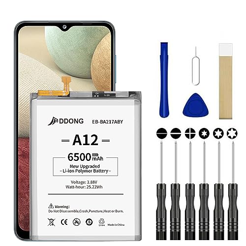 DDONG for Samsung Galaxy A12 Battery Replacement EB-BA217ABY SM-A125U SM-A125F SM-A125M with Repair Tool Kits Upgraded 6500mAh