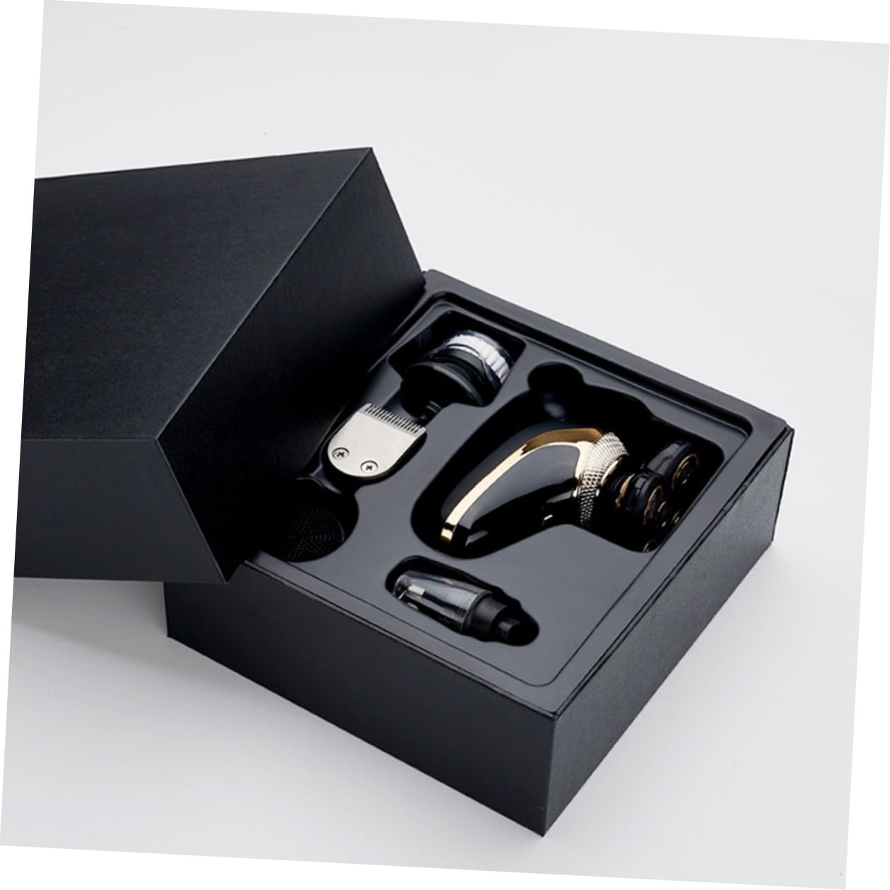 TOPBATHY Rasoio Elettrico Barba e Chioma Uomo Cinque uno Lama in Acciaio Placcato Titanio Ricaricabile USB Design Ergonomico per Rasatura Precisa