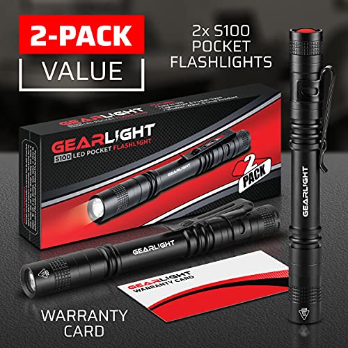 Gearlight S100 Led Pocket Pen Light- 2 Small, Compact Flashlights With Clip For Tight Spaces, Police Inspection, Nurses & Medical Use #TOP6