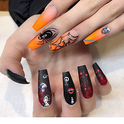 1500Pcs Halloween Nail Art Stickers Decals, Kalolary Self-Adhesive Diy Nail Decals Sticker For Halloween Party, Pumpkin/Witch/Bat/Ghost/Skull Nail Decorations #TOP7