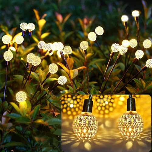 Image of GIGALUMI GL-912 6 LED Solar Moroccan Ball Light IP65 Waterproof Orb Lantern with 2V Panel 600 mAh Battery for Diwali Decoration Indoor Outdoor Garden Yard Party (Pack of 1, Warm White)