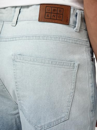 Image of Urbano Fashion Men's Straight Fit Heavy Washed Faded Denim Jeans Stretchable