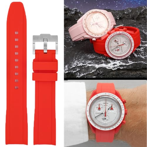 Image of Bands for MoonSwatch Watch,Curved end No Gap,Premium Silicone Rubber Watch Strap for Omega X Swatch Moonswatch Speedmaster /Rolex /SEIKO 20mm 22mm Watch Strap Replacement Band for Men Women