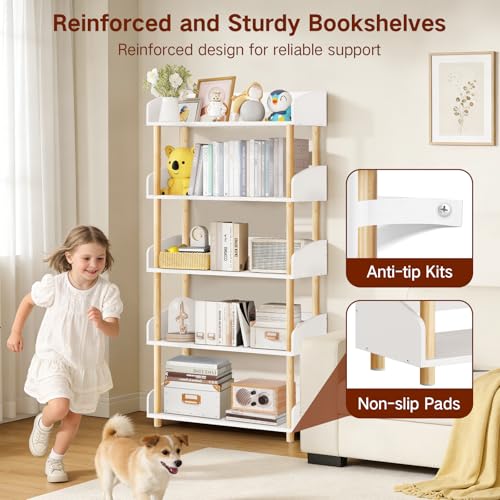 Bibliothèque Étagère Bois 5 Niveaux 145 cm OUTONLIFE