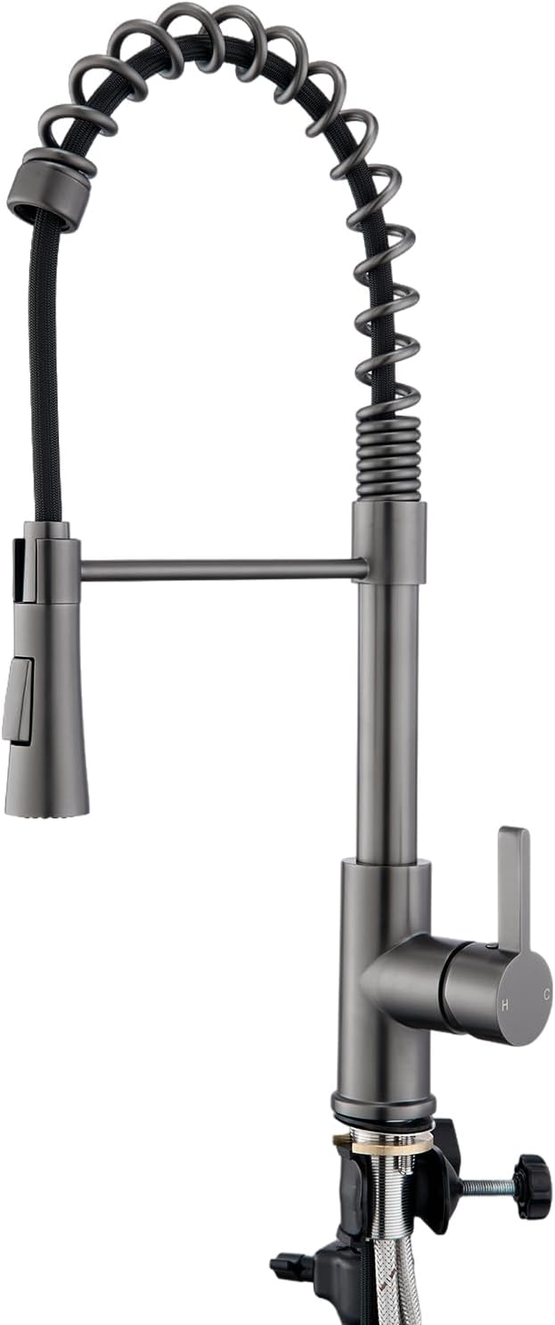 33 in. Drop-in Gunmetal Black Stainless Steel Double Bowl Dual Mount Workstation Kitchen Sink with Black Spring Neck Faucet