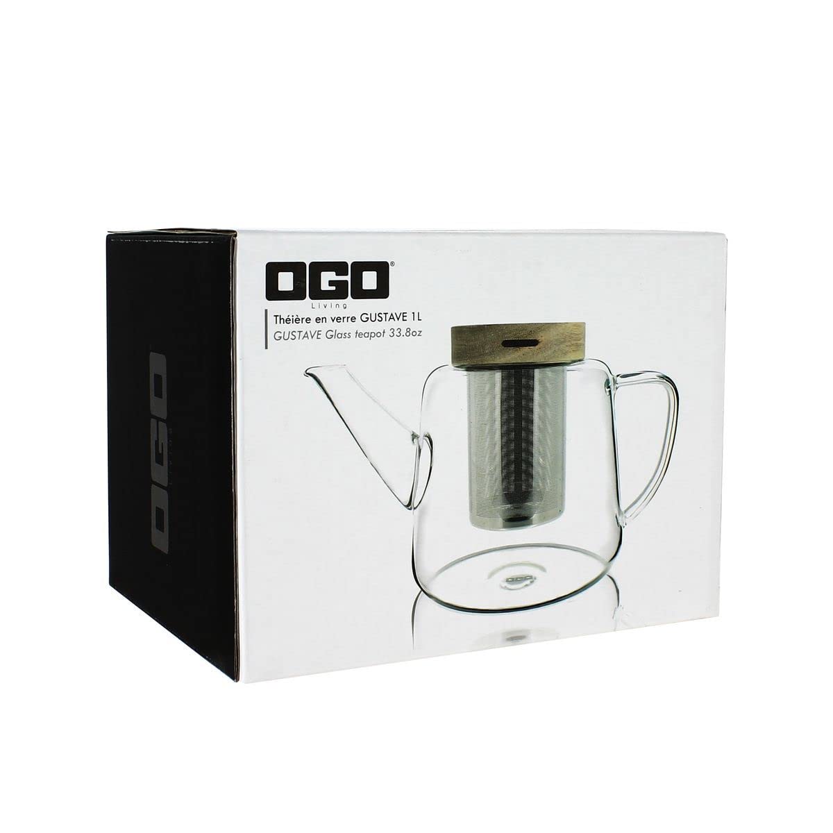 THEREO GUSTAVOLA IN VETRO BOROSILICATE E COPERCHIO LEGNO 1L00