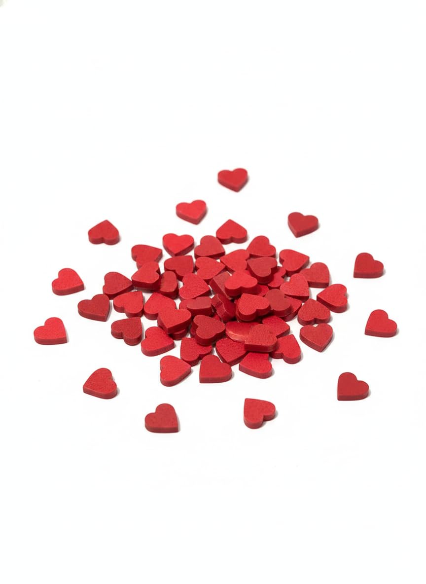 Mini Red Plastic Heart Shapes for Craft & Decoration | Decorative Hearts for DIY Projects, School Crafts, Gifts & Party Decor (100)-image-24