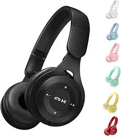 Fone De Ouvido Bluetooth Sem Fio Over-Ear com Microfone, Dobrável, Qualidade de Som, Bateria Recarregável, Confortável, Ideal para Música, Chamadas e Jogos (Preto)