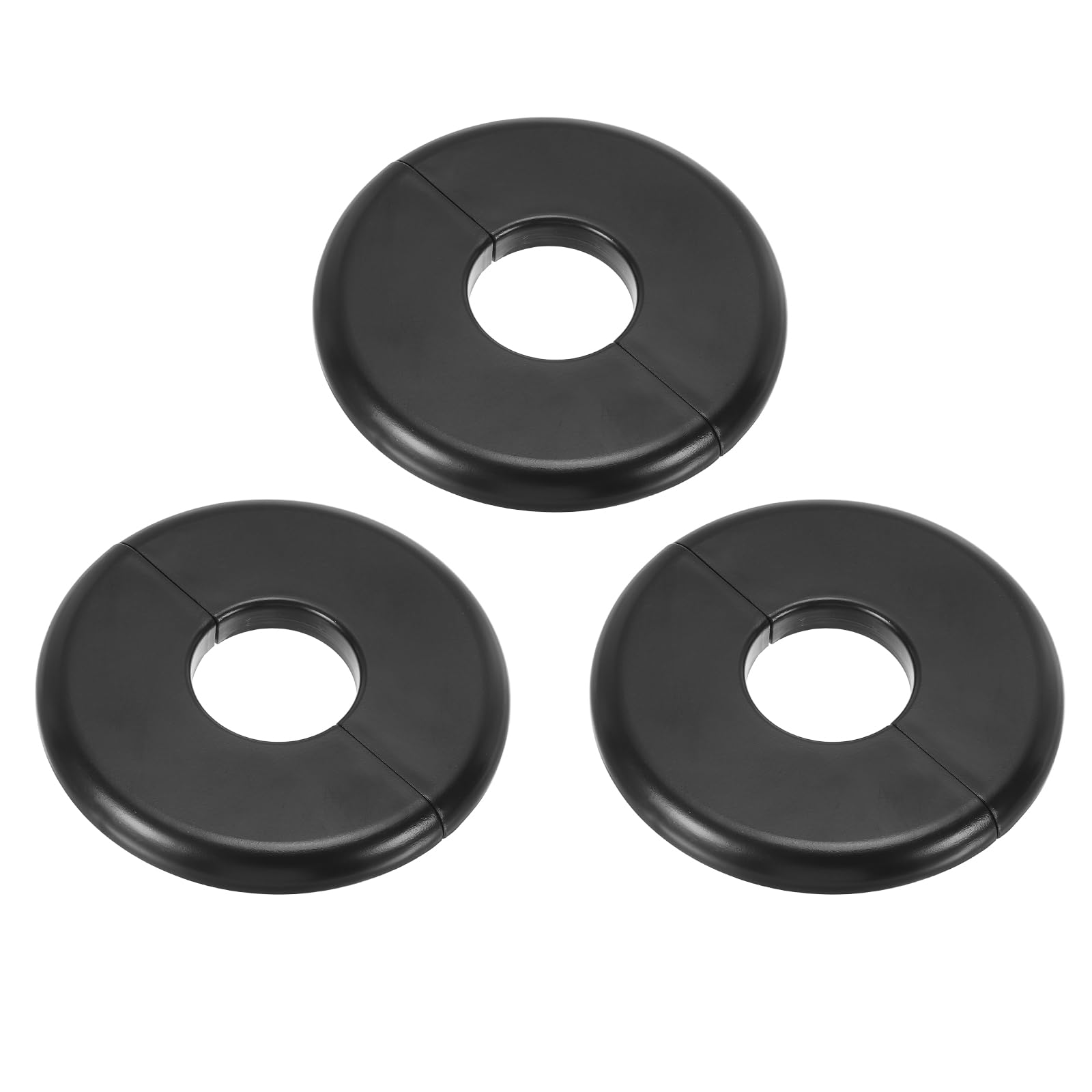 sourcing map 3Pcs Wall Split Flange, ABS Self-Adhesive Escutcheon Plate for 28mm/1.1" Diameter, Water Pipe Cover for Kitchen Toilet Faucet Decoration, Black