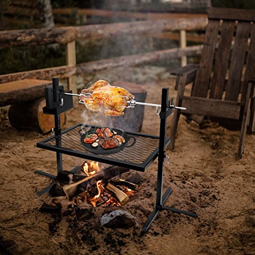Onlyfire Adjustable Outdoor Camping Rotisserie Grill System And Spit Kit With Portable Dc 3V Motor And 29 Inch Hexagon Spit Rod #TOP5