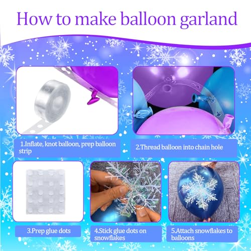 Image of Blue Purple Balloon Garland Arch Kit Birthday Party Decorations, Music Themed Foil Fringe Curtains Backdrop Tinsel Streamer Photo Booth Props for Christmas Winter Wonderland Party Decor Supplies
