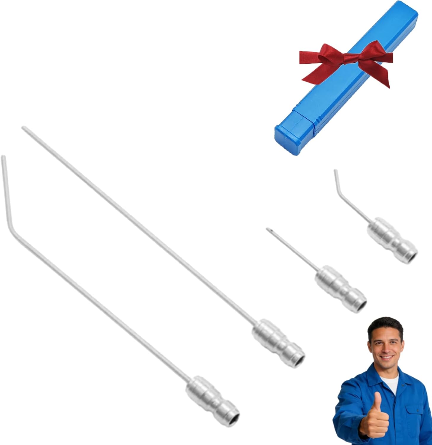 4 Pack High Pressure Washer Nozzle Kit for Washing Machine & Ac Cleaning, Water Heater Flush Kit, High-Pressure Washer Extension Rod Nozzle Cleaning Kit, Quick-Connect, Premium Stainless Steel