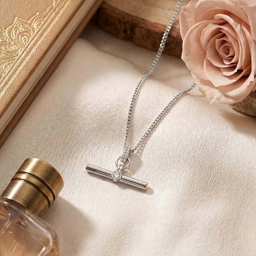 Image of Jeulia 14K Gold Plated Necklaces for Women, Dainty Paperclip Chain Choker T-Bar Layered Stackable Gold Necklace Jewelry Gifts