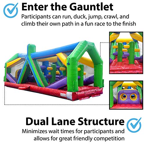 Retro Radical Run Inflatable Obstacle Course, Extreme Unit #1, 30' L x 11' W x 12' H, Commercial Grade Interactive Bounce House, Includes Blower and Stakes - Image 5