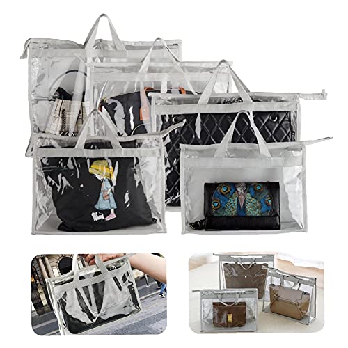 JIAWA Transparente Handtaschen-Organisator PVC Kulturaufbewahrungstasche mit Reißverschluss und Tragegriff Anti-Staub wasserdicht für Reisen Frauen 5PCS Storage & Organisation Cover