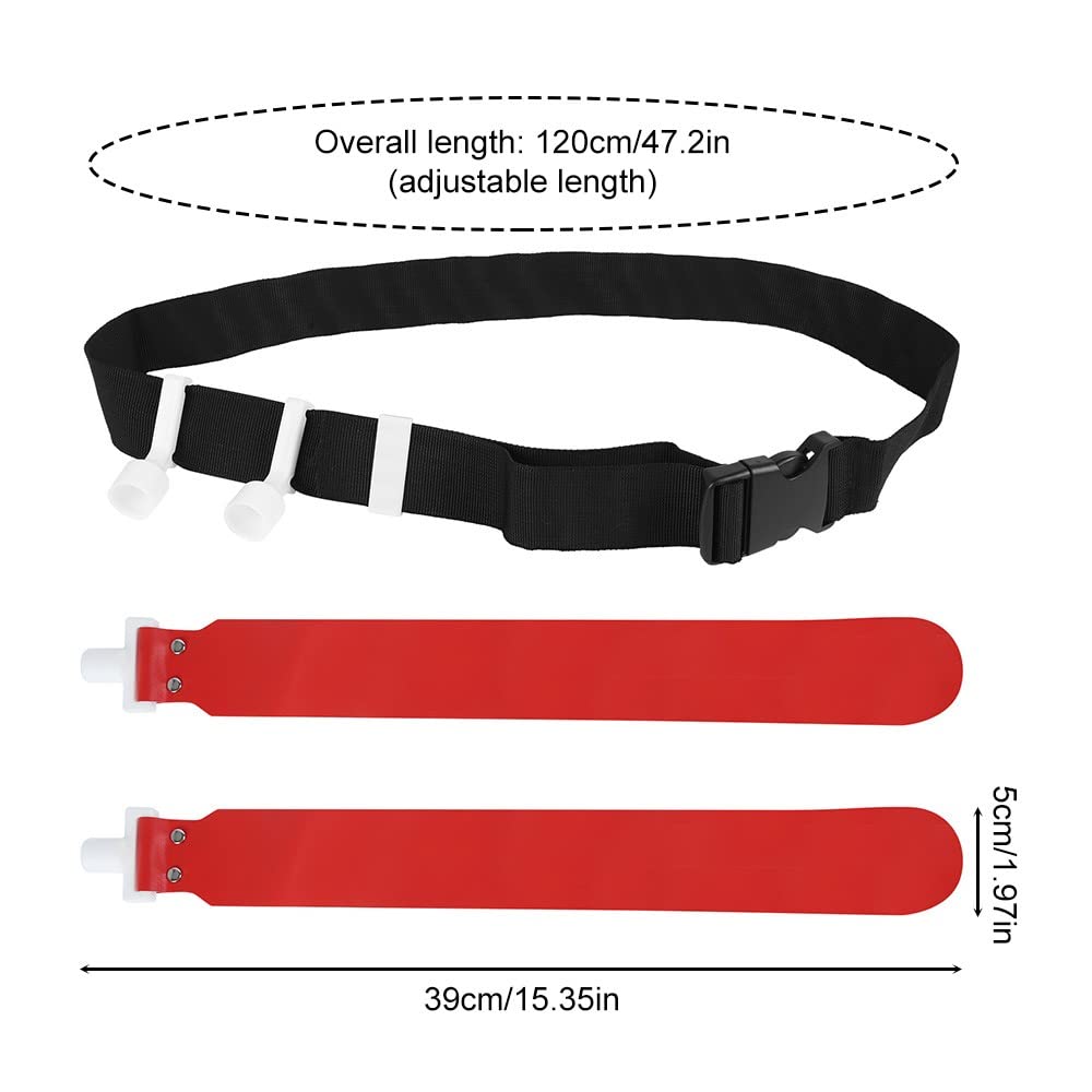 DONGKER Juego de banderas y cinturones, banderas de fútbol, cinturón de fútbol de PVC, 2 banderas, hebilla de liberación para equipos de entrenamiento juvenil y adulto, rojo, 1