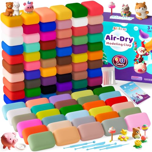 ARTPAR Air Dry Clay for Kids,90 Colors Modeling Magic Clay Bulk Kit