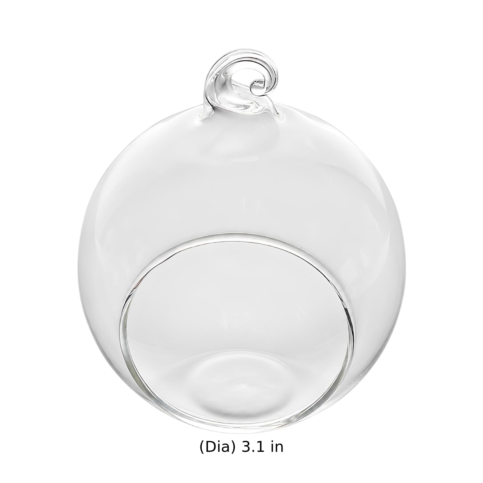 Terrarium ze szkła dmuchanego o średnicy 7,9 cm, przezroczyste płaskie dno wiszące szklane terrarium z bocznym otworem, wysoki borokrzemian, do sukulentów, roślin powietrznych, mikrokrajobrazu, na