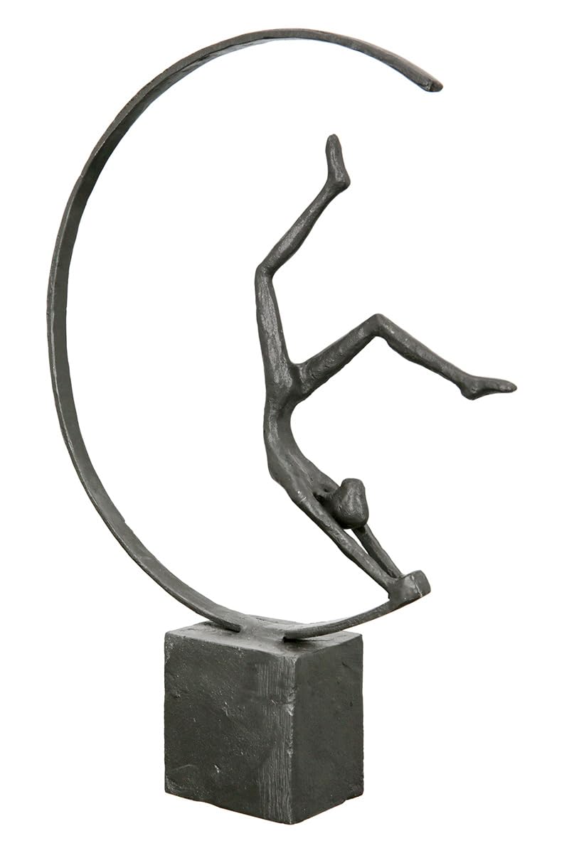 Casablanca Skulptur Gymnast, Deko Figur Braun, Metall Statue Wohnzimmer, Büro Dekoration H. 29 cm x B. 21 cm - Moderne Skulpturen, Turnen Sportfigur Fitness