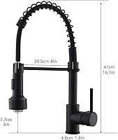 Vista 67 de AIMADI Matte Black Kitchen Faucet,Black and Gold Kitchen Faucet with Pull Down Sprayer Commercial Single Handle Spring Sink Faucets Suitable for
