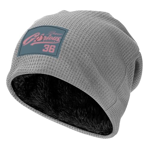 Bonnet à cache-oreilles chaud doublé polaire snowboard hiver avec motifs numérotés gris