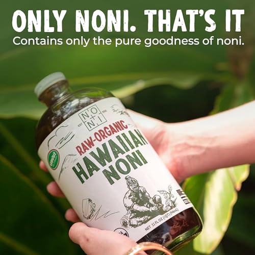 healing noni - 4-pack glass bottle 32oz - hawaiian sparkling raw organic juice - all-natural unsweetened fresh fruit - farm direct