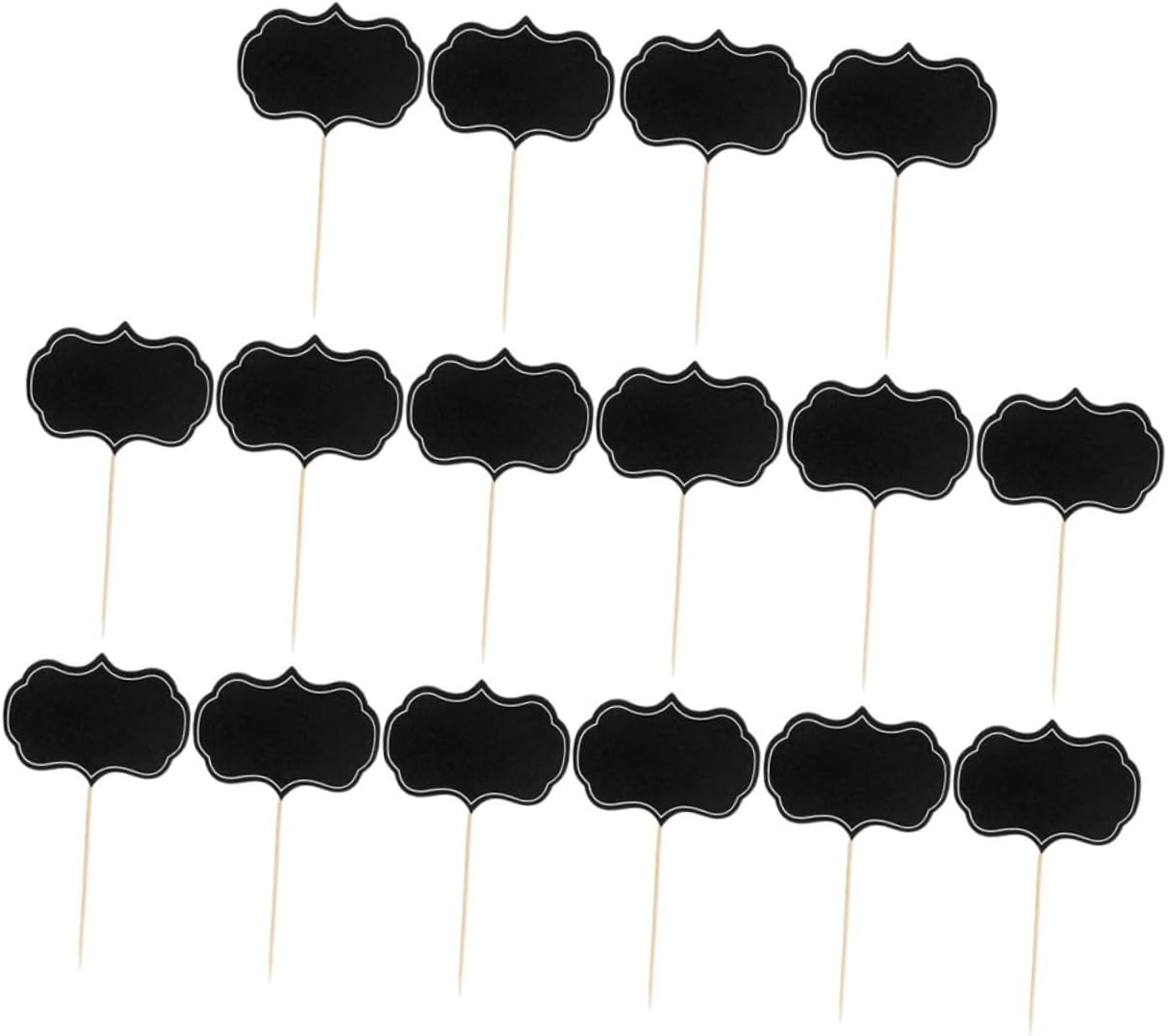 16pcs Black Paper Wood Cheese Markers for Buffet and Party
