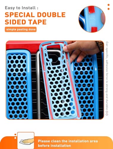Image of Savadicar Front Grill Inserts with Camera Slot for 2024+ Jeep Wrangler JL 4XE & Gladiator - Elevate Your Wrangler's Aesthetics with Mesh Grille Cover Guard, Exterior Trim Accessories, 7PCs, Baby Blue